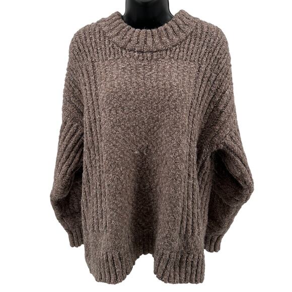 Staccato Sweater WMNS M Brown Crew Neck Pullover Knit Dropped Shoulder Oversized - Picture 1 of 7